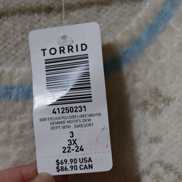 Torrid Plus Size 3 White Gemmie Pullover Sweater - Lurex Eyelash Knit - Picture 8 of 13